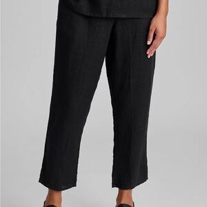 Flax Black Pocketed Ankle Pant - 100% Linen Pants